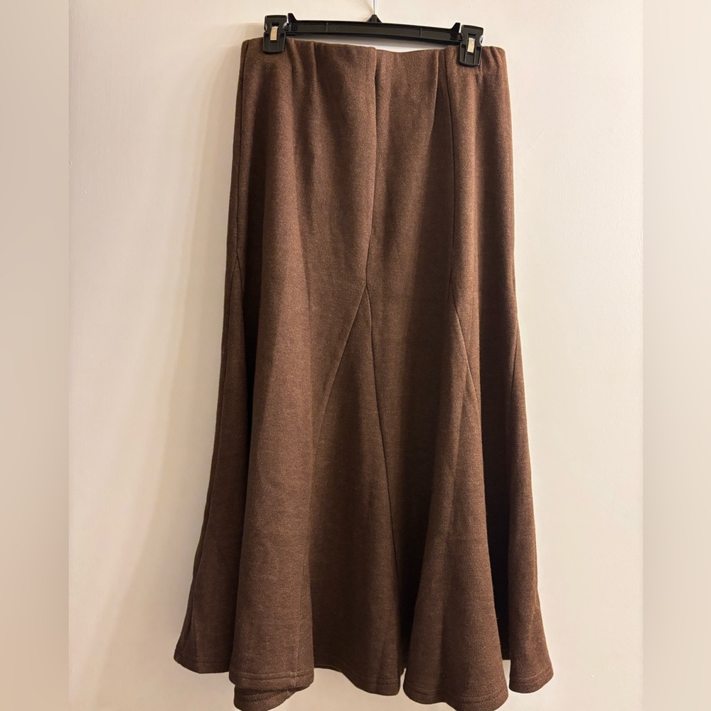 OGL Dark Brown Pleated A-line Maxi Skirt